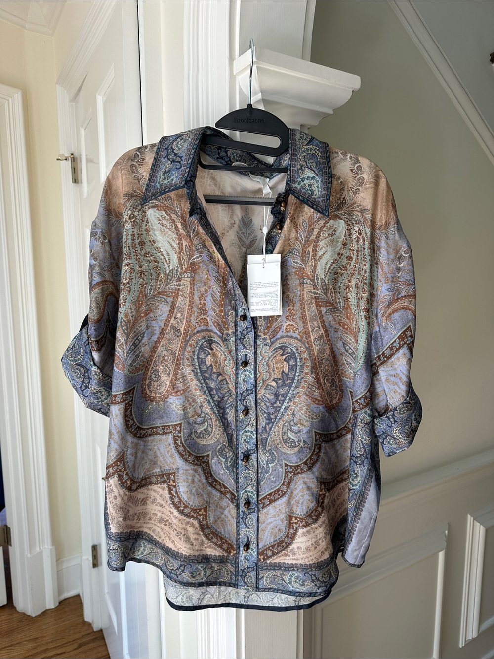 Zimmermann Wanderlust Paisley Silk Blouse  Sz 3, US 10 NWT - Picture 4 of 11